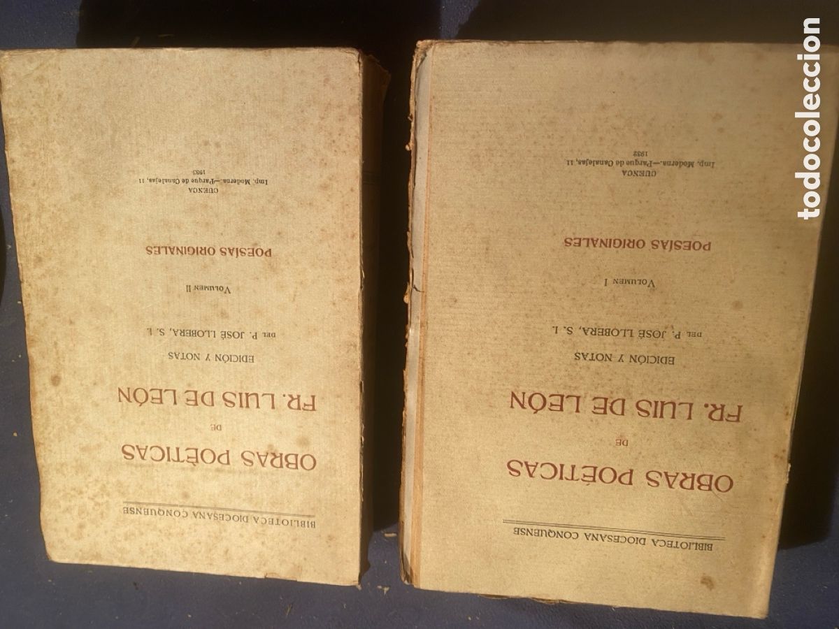 Libros antiguos: FRAY LUIS DE LEON : - OBRAS POETICAS (2 TOMOS) - (CUENCA, 1933)