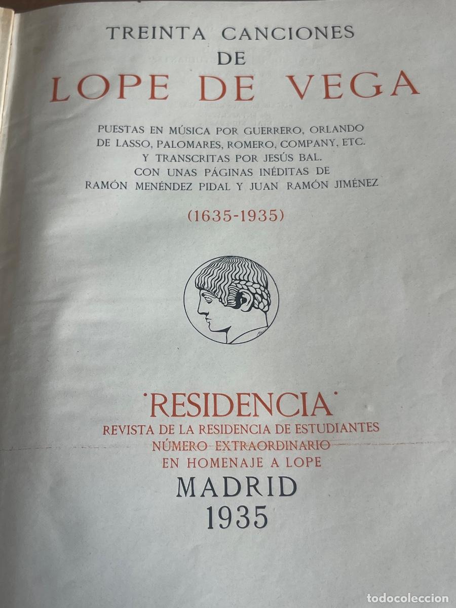 Libros antiguos: (CC) TREINTA CANCIONES DE LOPE DE VEGA EXTRAORDINARIO REVISTA RESIDENCIA DE ESTUDIANTES 1935