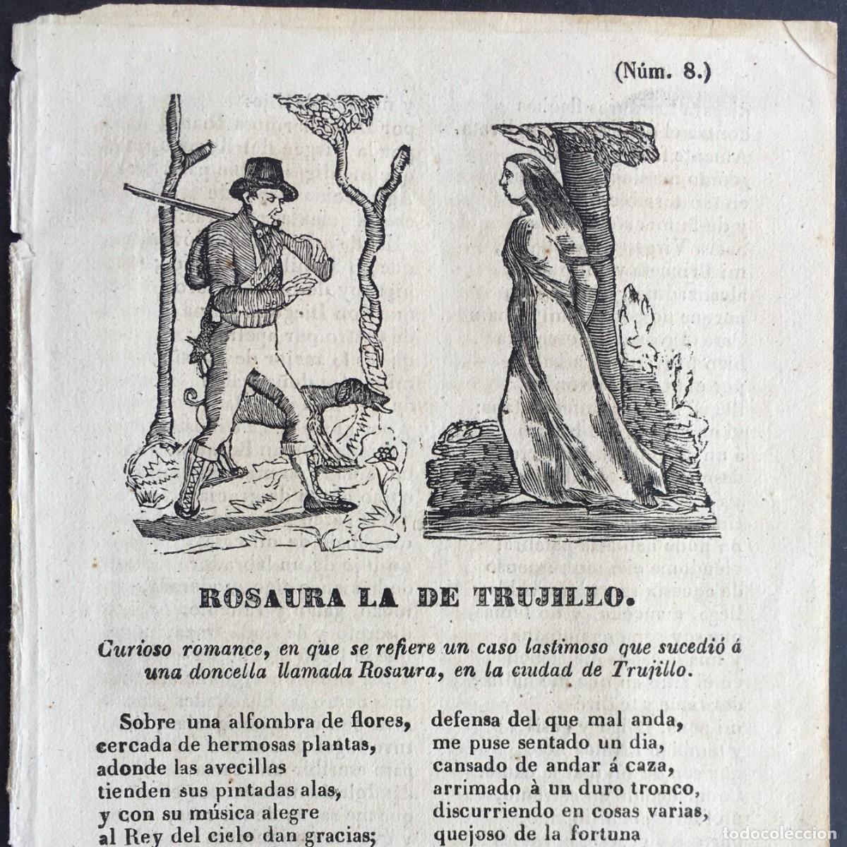 Libros antiguos: Rosaura la de Trujillo - Pliegos po&eacute;ticos - Siglo XIX