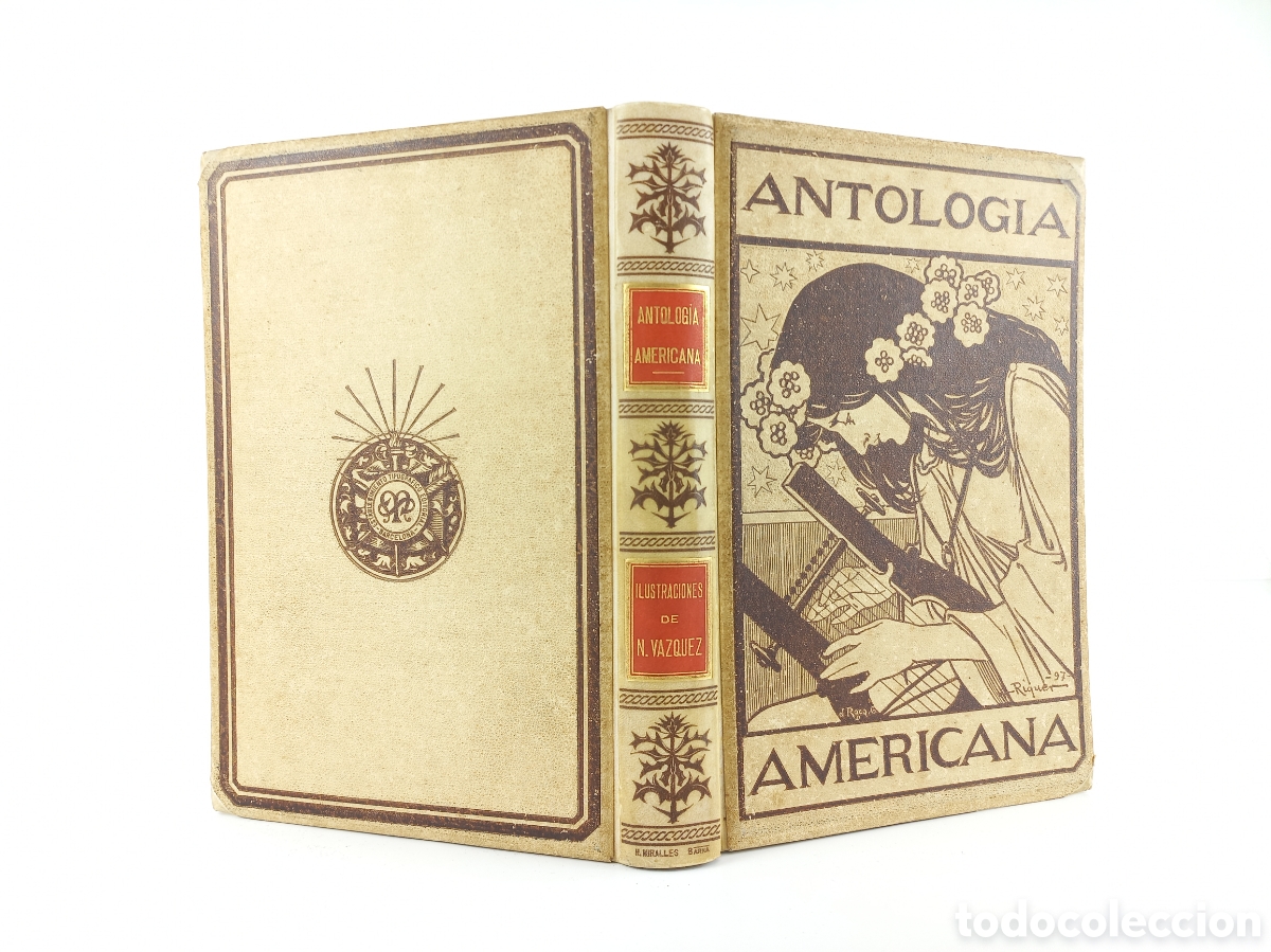 Libros antiguos: Antolog&iacute;a Americana. Poetas Americanos. Montaner y Simon Editores, 1897. Ilustrado.