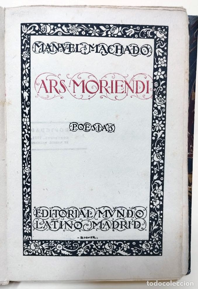 Libros antiguos: Ars moriendi. - MACHADO, Manuel.-