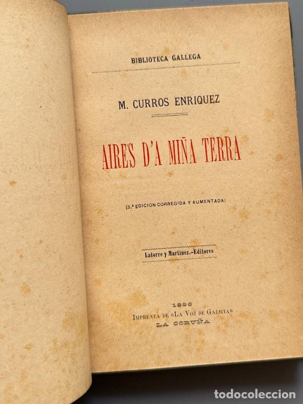 Libros antiguos: Aires d'a mi&ntilde;a terra, M. Curros Enriquez - Latorre y Mart&iacute;nez Editores, 1886