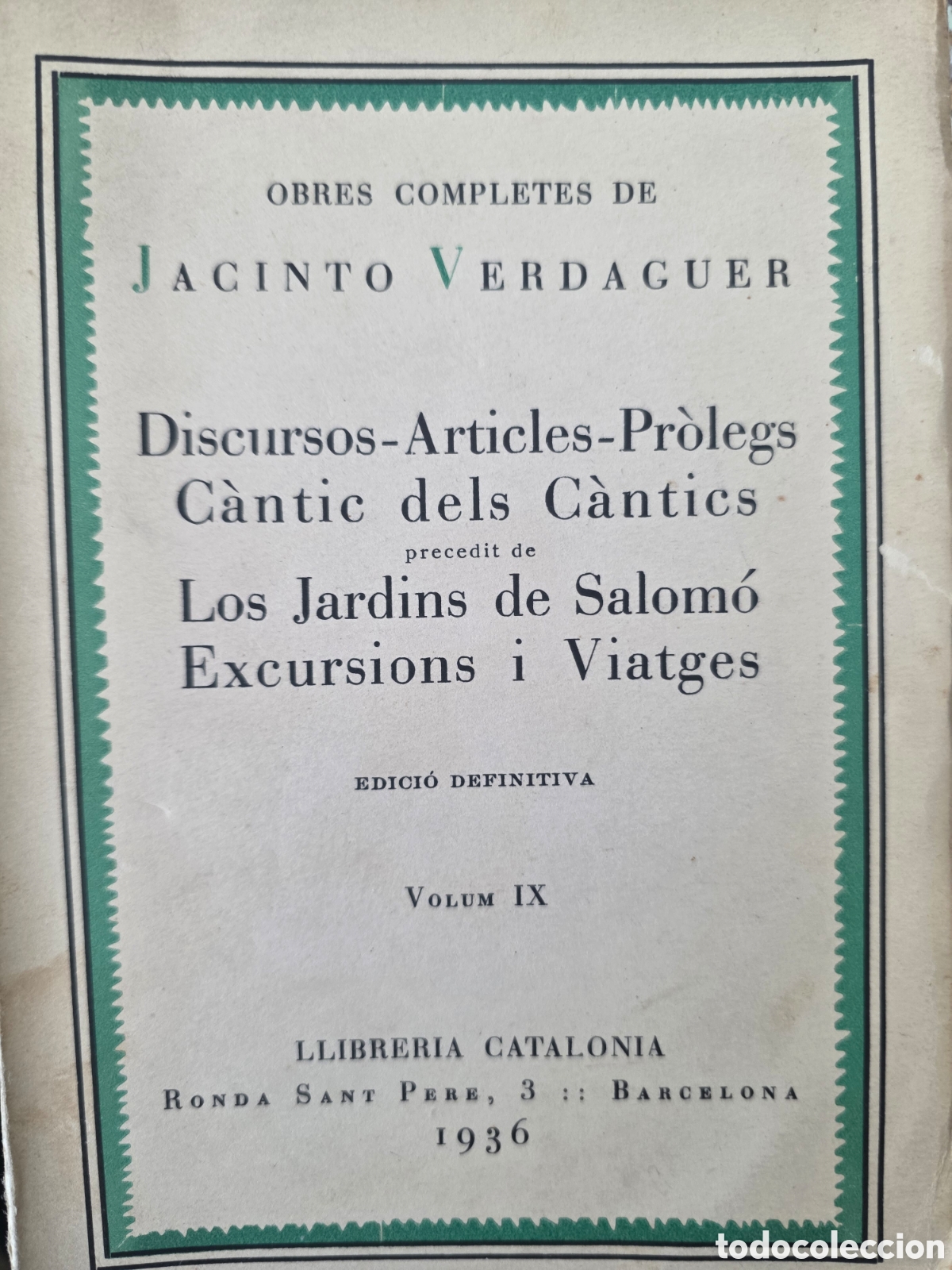 Libros antiguos: Obres completes , Jacinto Verdaguer