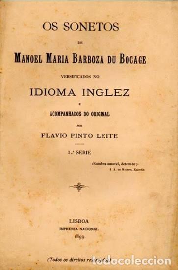 Libros antiguos: Os Sonetos de Bocage Versificados no Idioma Inglez. Lisboa Imprensa Nacional, 1889