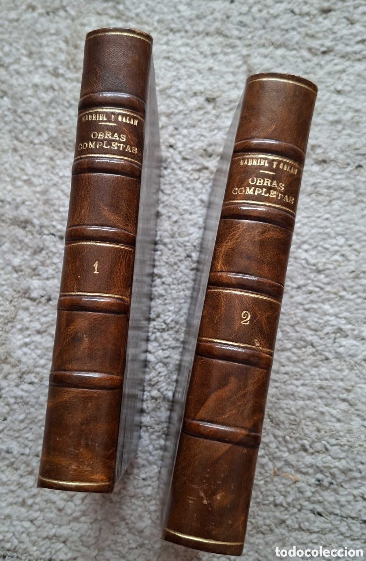 Libros antiguos: Gabriel y Gal&aacute;n - Obras Completas (2 Tomos) - Ed. Rivadeneyra (1923) - piel, nervios,dorados
