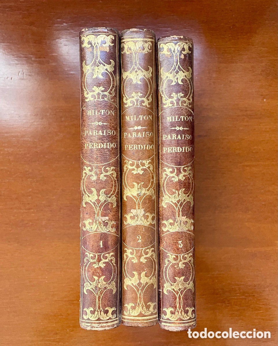 Libros antiguos: El Para&iacute;so Perdido de Milton en edici&oacute;n de 1844 con grabados y lujosa encuadernaci&oacute;n