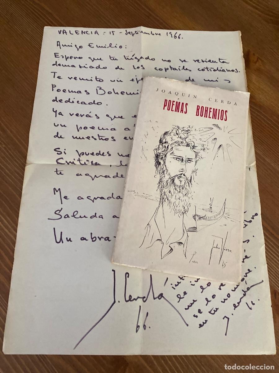Libros antiguos: POEMAS BOHEMIOS JOAQUIN CERDA 1966. DEDICATORIA DEL AUTOR . CARTA MANUSCRITA. Salvador Dali