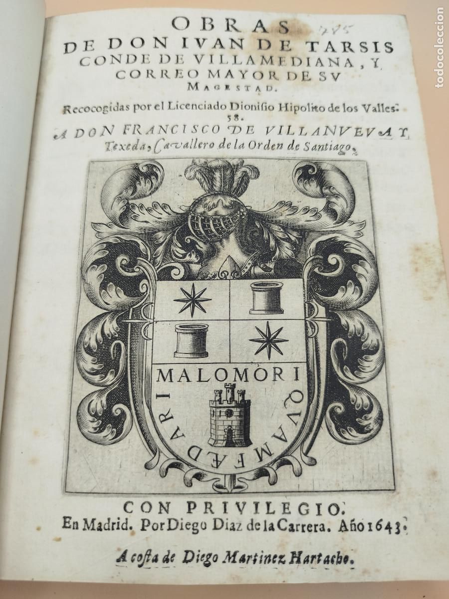 Libros antiguos: OBRAS DE JUAN DE TARSIS A&Ntilde;O 1643