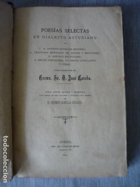 Libros antiguos: POESIA SELECTAS EN DIALECTO ASTURIANO JOSE CAVEDA OVIEDO 1887
