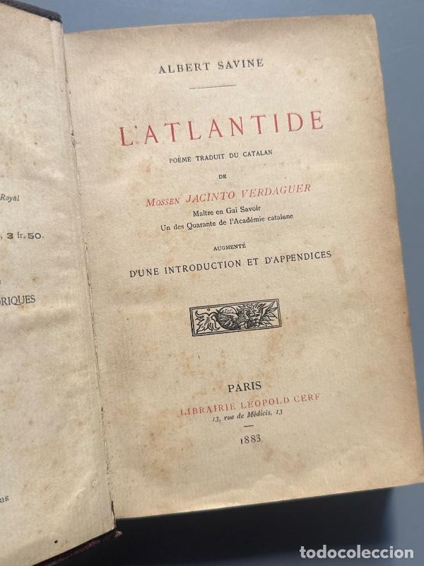 Libros antiguos: L'Atlantide, Jacinto Verdaguer (1&ordf; ed. francesa) - Libraire Leopold Cerf, 1883