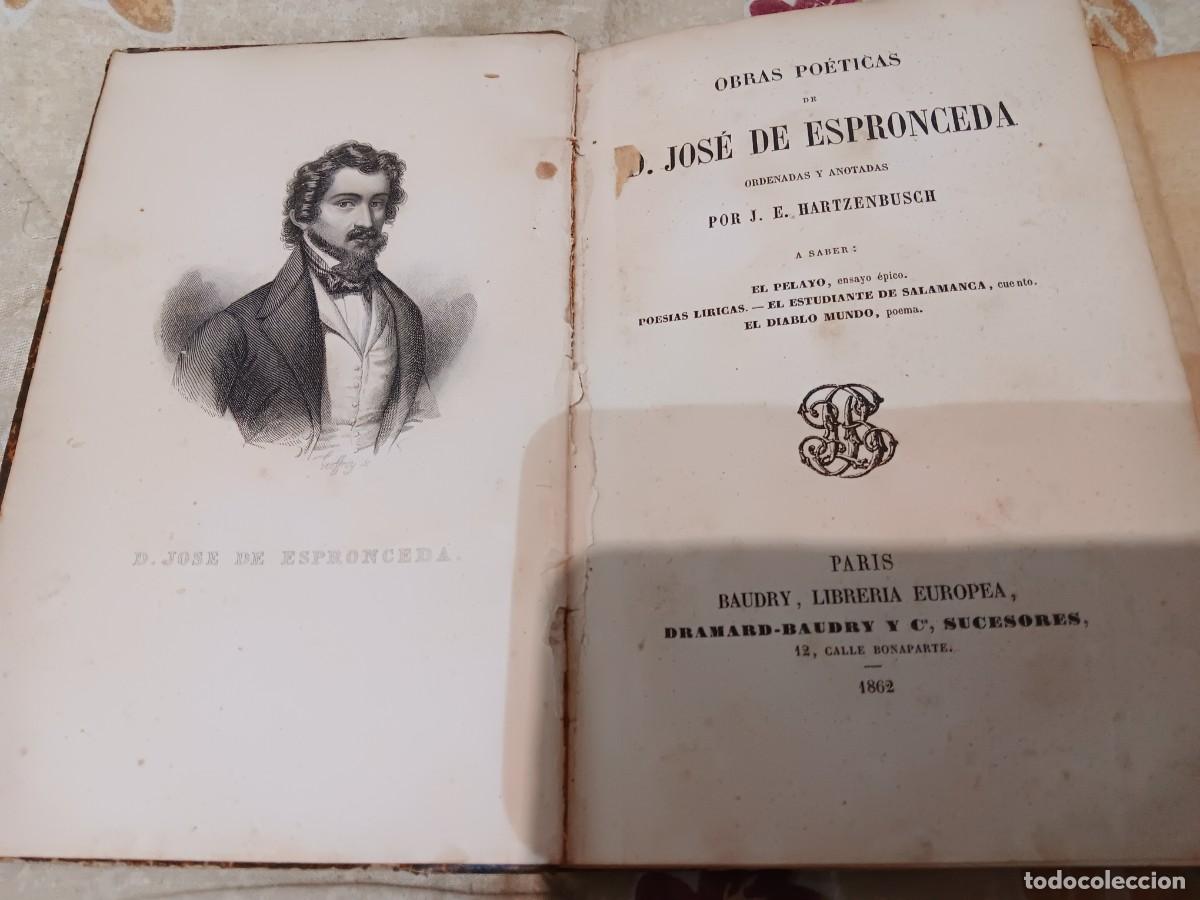 Libros antiguos: Obras po&eacute;ticas Esproceda firma de su hija
