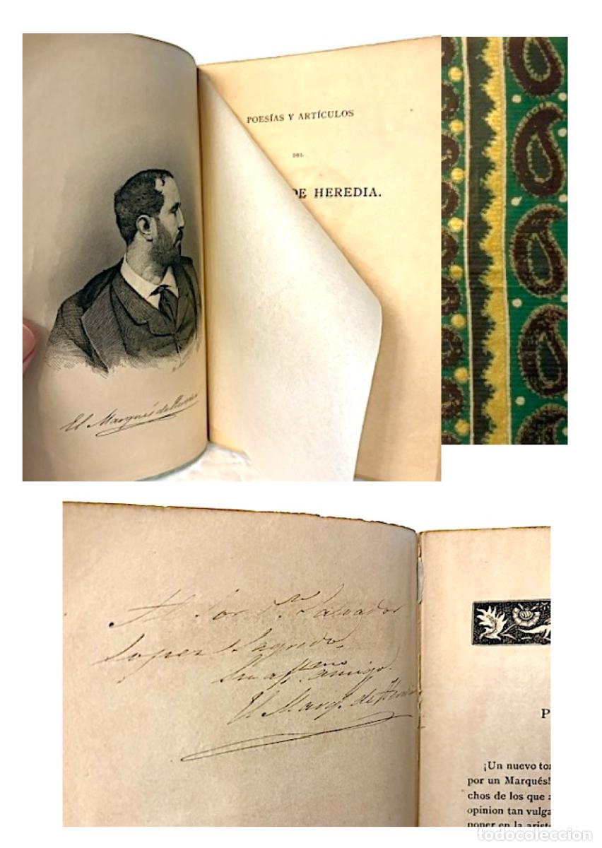 Libros antiguos: Poes&iacute;as y art&iacute;culos del Marqu&eacute;s de Heredia (1879) con aut&oacute;grafo.