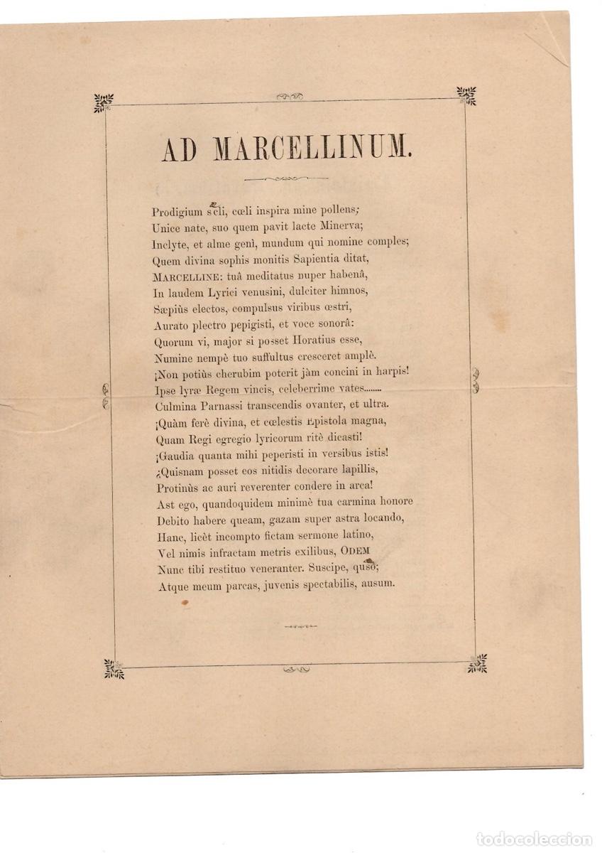 Libros antiguos: POESIA AD MARCELLINUM. RAYMUNDUS DEL BUSTO VALDES. OVIEDO, 1886