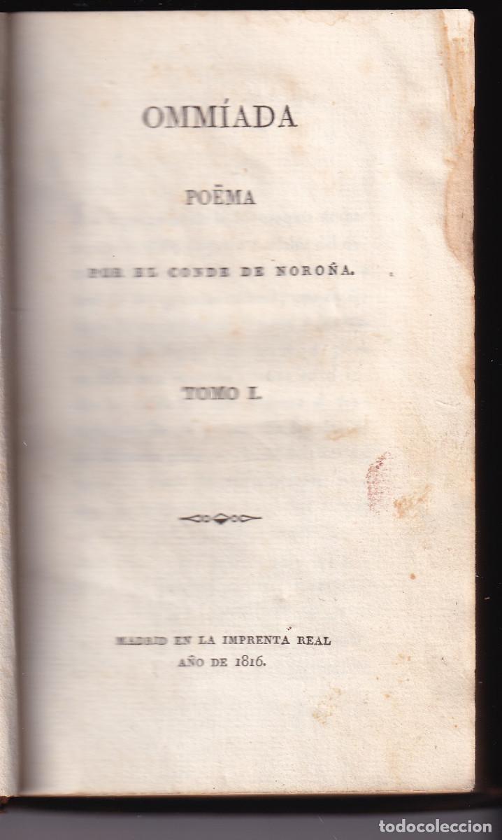 Libros antiguos: CONDE DE NORO&Ntilde;A: OMM&Iacute;ADA. POEMA. TOMO I. MADRID, 1816. CASTELL&Oacute;N DE LA PLANA