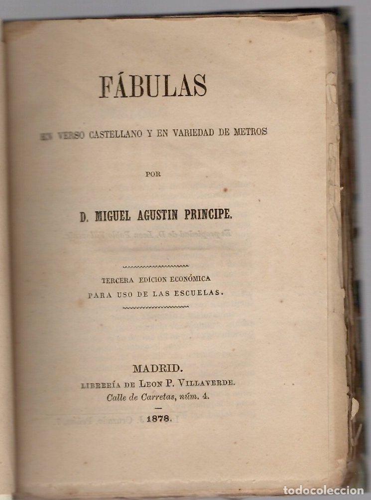 Libros antiguos: FABULAS EN VERSO CASTELLANO Y EN VARIEDAD DE METROS POR MIGUEL AGUSTIN PRINCIPE. MADRID, 1878