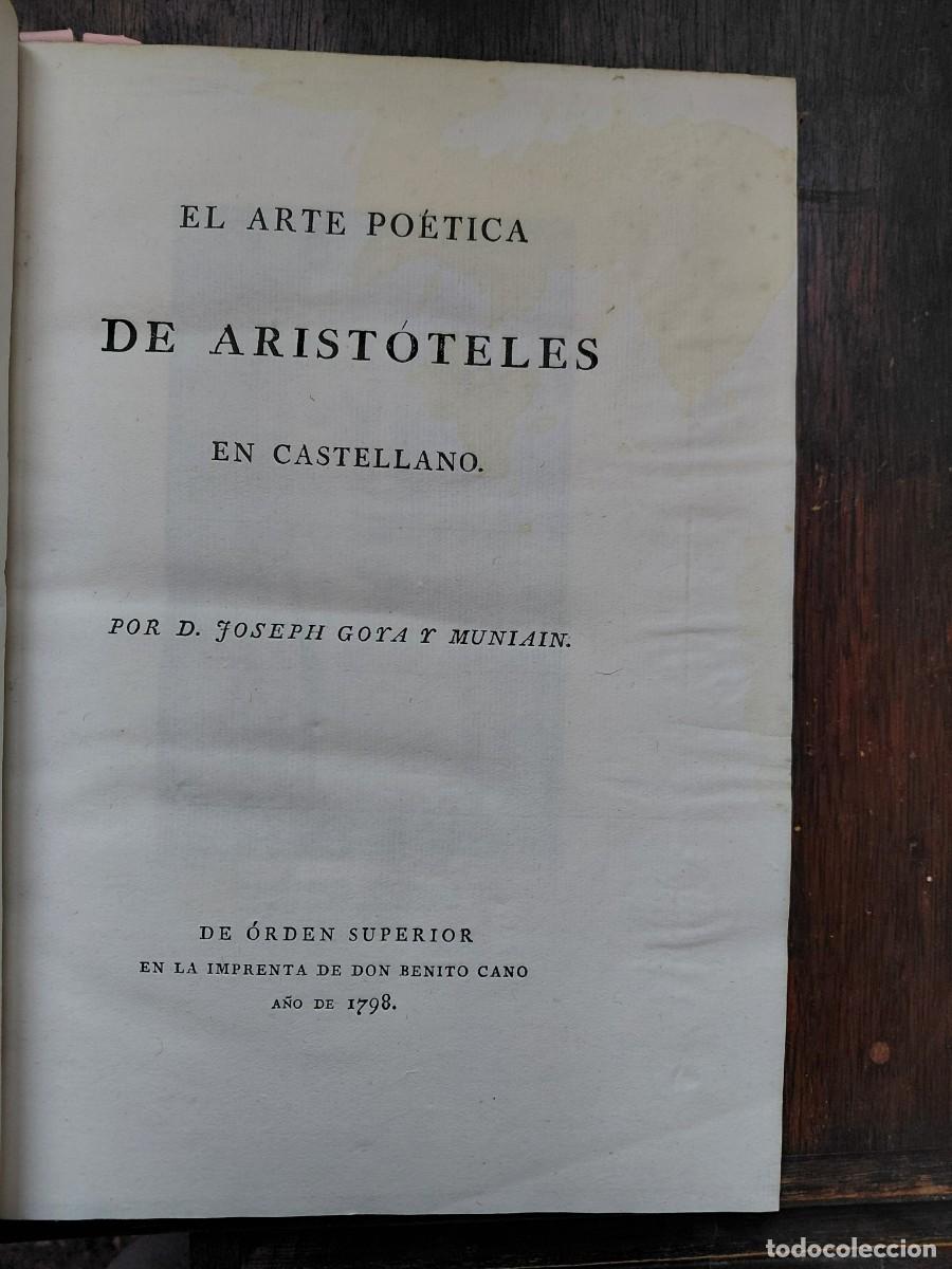 Libros antiguos: El arte po&eacute;tica de Aristoteles en castellano. Goya y Munia&iacute;n, Joseph