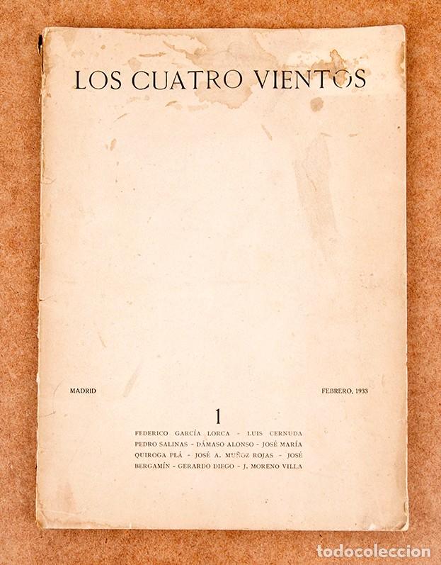 Libros antiguos: LOS CUATRO VIENTOS - N&ordm; 1 - 1933 - REVISTA DE POES&Iacute;A - LORCA, CERBUDA, SALINAS, ALONSO, BERGAM&Iacute;N,...