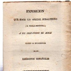 Libros antiguos: EXPOSICIÓN DE TOMAS FENESTRA SOBRE DECADENCIA EJÉRCITOS ESPAÑOLES, PALMA 1813, GUERRA INDEPENDENCIA