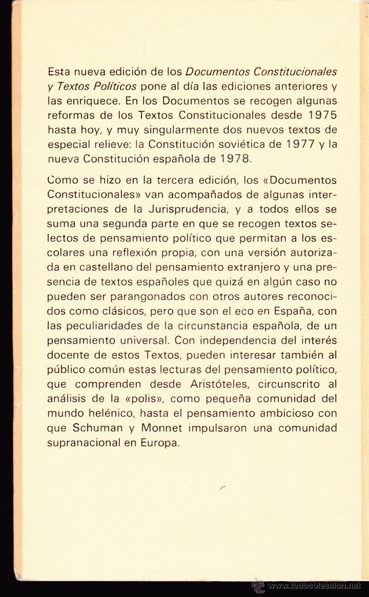Libros antiguos: DOCUMENTOS CONSTITUCIONALES Y TEXTOS POLITICOS . - Foto 2