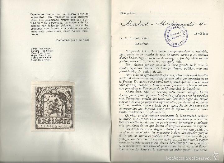 Libros antiguos: CARTAS ... RAM&Oacute;N PRIETO BANCES ... ANTONIO TR&Iacute;AS PUJOL - 1935. Ex-libris