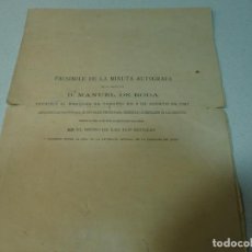 Libros antiguos: FACSIMILE CARTA MANUEL DE RODA A MARQUES DE TANUCCI EXPULSION DE JESUITAS 1767