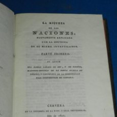 Libros antiguos: (M48) RAMON LÁZARO DE DEO - LA RIQUEZA DE LAS NACIONES - CERVERA (LERIDA) 1817