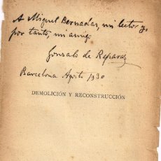 Libros antiguos: 1930 FIRMA AUTÓGRAFA DE GONZALO DE REPARAZ DEDICADA A MIGUEL BERNADAS LISTADO OBRAS DE G. DE REPARAZ. Lote 225629985