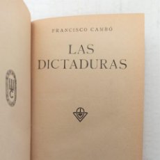 Libros antiguos: ”LAS DICTADURAS” DE FRANCISCO CAMBÓ (1929) EDIT. ESPASA- CALPE.