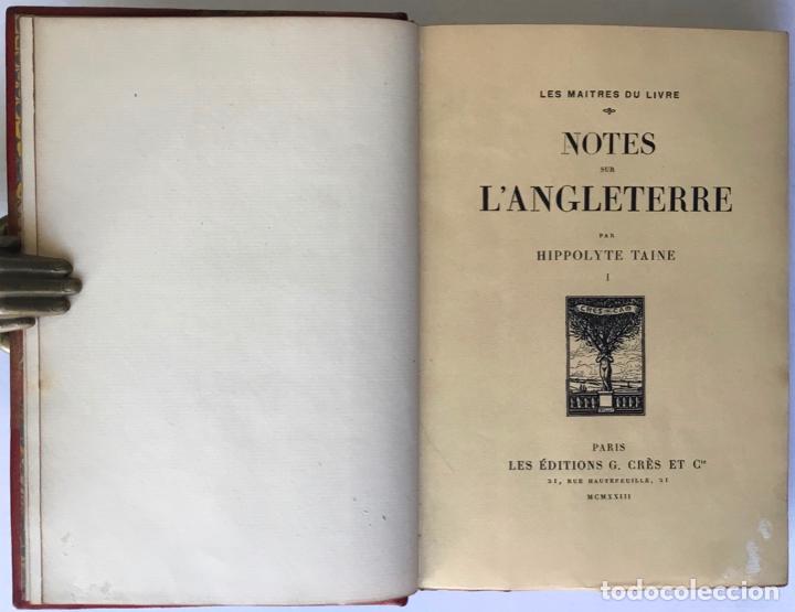 Libros antiguos: NOTES SUR LANGLETERRE. - TAINE, Hippolyte. - Foto 2