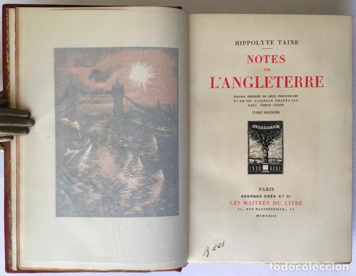 Libros antiguos: NOTES SUR LANGLETERRE. - TAINE, Hippolyte. - Foto 4