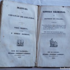 Libros antiguos: MANUAL DO CIDADÃO BRASILEIRO. EDUARDO HENRIQUE LAEMMERT 1842. CODIGO CRIMINAL IMPERIO BRASIL. Lote 301282718