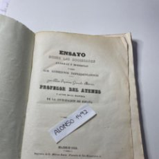 Libros antiguos: 1844 - ENSAYO SOBRE LAS SOCIEDADES ANTIGUAS Y MODERNAS Y SOBRE LOS GOBIERNOS REPRENSENTATIVOS