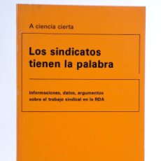 Libros antiguos: LOS SINDICATOS TIENEN LA PALABRA.. PANORAMA DDR, 1981. Lote 338160843