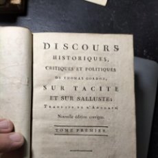 Libros antiguos: DISCOURS HISTORIQUES, CRITIQUES ET POLITIQUES. THOMAS GORDON.. Lote 339542918