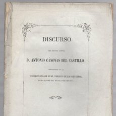 Libros antiguos: DISCURSO DE ANTONIO CANOVAS DEL CASTILLO. SESION CONGRESO DE LOS DIPUTADOS. MADRID 1871. Lote 364368636