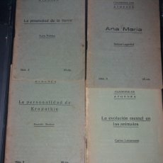 Libros antiguos: LOTE DE 5 CINCO CUADERNILLOS ATHENEA. EDITORIAL HOY. TOLSTOY, LAGERLOF, ROCKER, LETOURNEAU, GORKI.