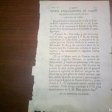 Libros antiguos: GACETA EXTRAORDINARIA DE MADRID 19/8/1821 -COMUNICADO GEFE POLITICO PUERTO RICO GUERRA