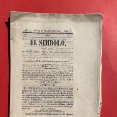 Libros antiguos: AÑO 1856 - EL SÍMBOLO - RARISIMO PERIÓDICO CARLISTA - JOSÉ MARIANO DE RIERA COMAS - NUM 7. Lote 396339889