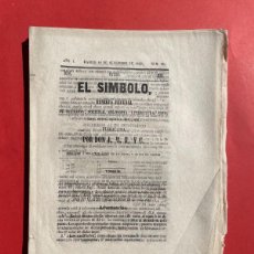 Libros antiguos: AÑO 1856 - EL SÍMBOLO - RARISIMO PERIÓDICO CARLISTA - JOSÉ MARIANO DE RIERA COMAS - NUM 10. Lote 396342674