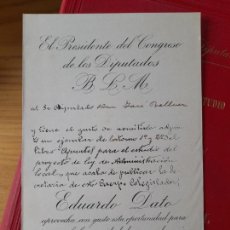 Libros antiguos: RARISIMO. REGALO DE EDUARDO DATO AL DIPUTADO JOSE BELLVER, APUNTES DE UN PROYECTO DE LEY. 1907