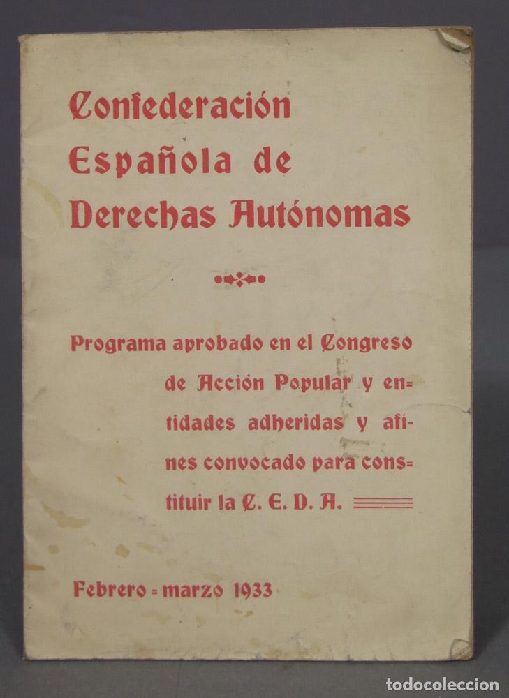 Libros antiguos: PROGRAMA APROBADO CONGRESO CEDA. 1933 - Foto 1