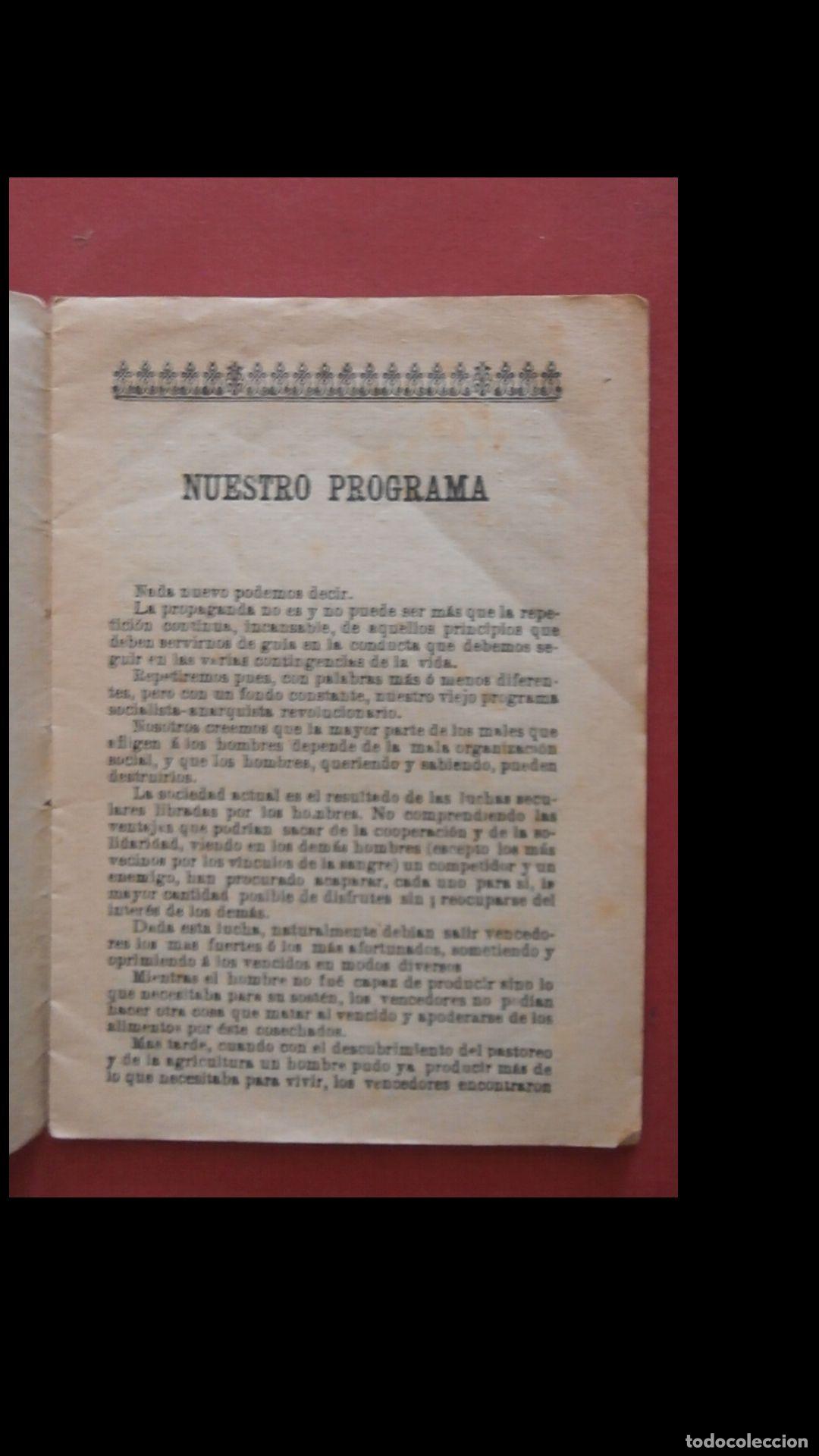 Libros antiguos: Nuestro Programa. Enrico Malatesta - Foto 4
