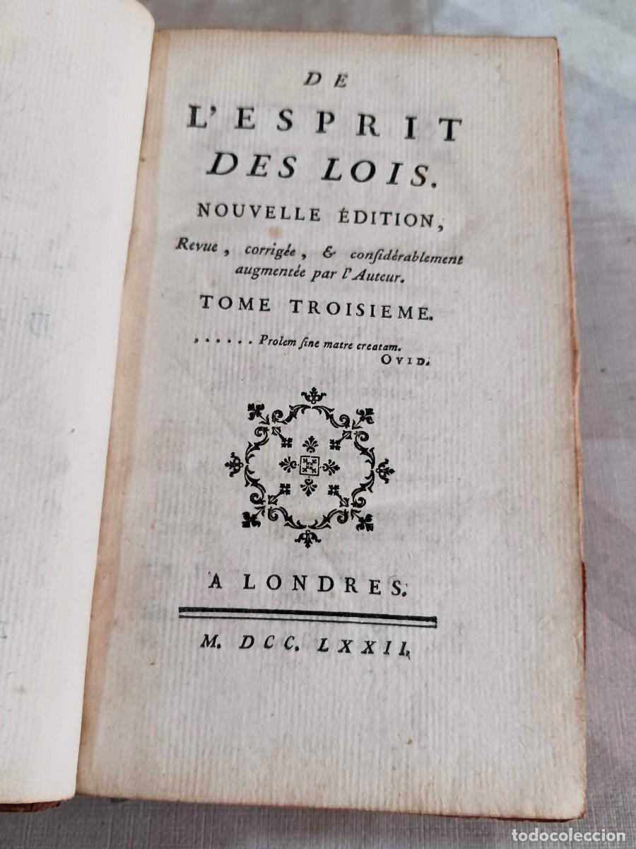 Libros antiguos: MONTESQUIEU: EL ESP&Iacute;RITU DE LAS LEYES / L'ESPRIT DES LOIS (1772) - LIBROS XXII A XXIX