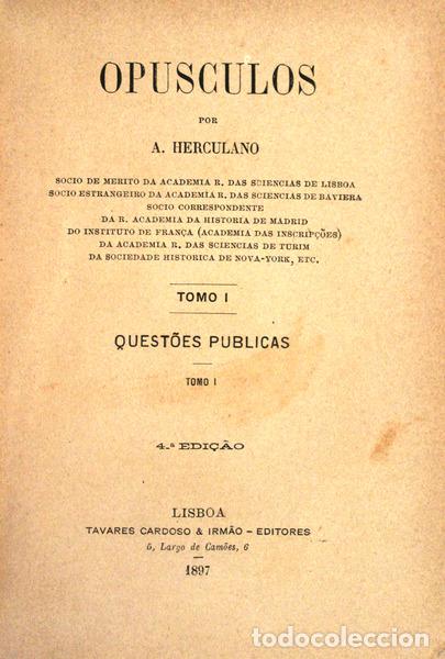 Libros antiguos: HERCULANO. (Alexandre) - OPUSCULOS. - Foto 1