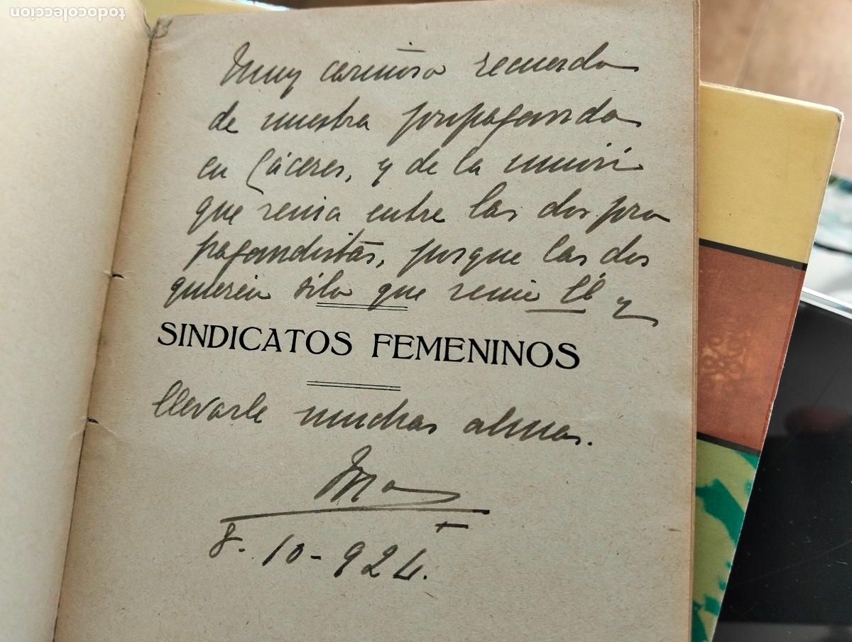 Libros antiguos: Feminismo. Raro Opusculo Dedicado. Sindicatos Femeninos, Maria de Echarri, Toledo, 1924 RP