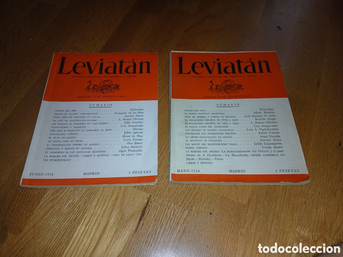 Libros antiguos: Revista leviat&aacute;n. 1934. N&uacute;meros 1 y 2