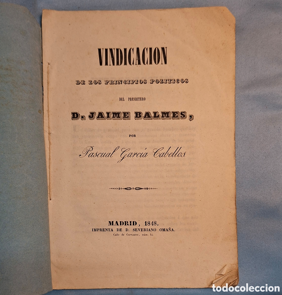 Libros antiguos: Vindicaci&oacute;n de los Principios Pol&iacute;ticos