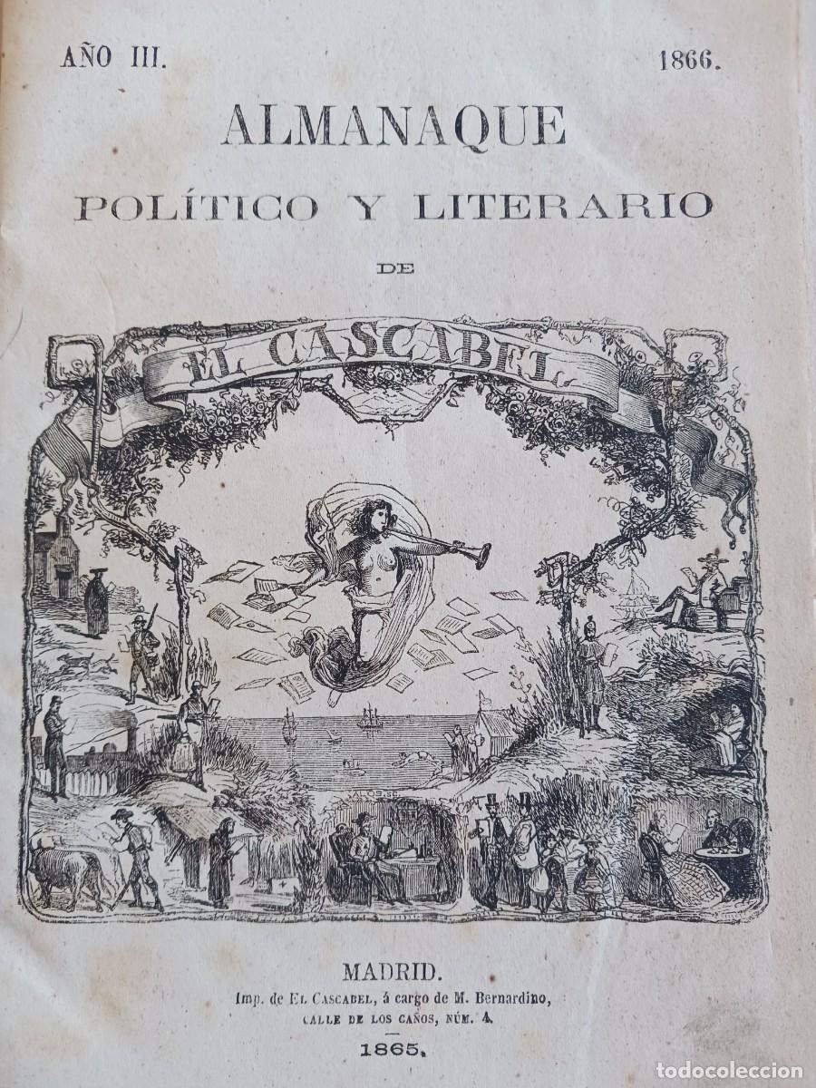 Libros antiguos: ALMANAQUE POL&Iacute;TICO Y LITERARIO DE EL CASCABEL PARA 1866 (1865) - ILUSTRADO