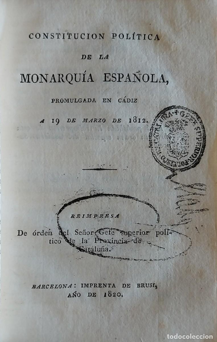 Libros antiguos: Tres libros sobre la Constituci&oacute;n de C&aacute;diz de 1812 publicados en 1820. Excepcional.