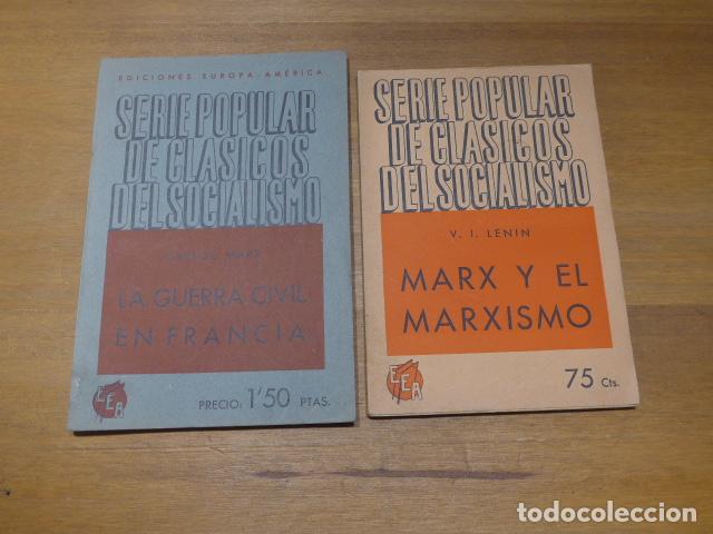 Libros antiguos: Lote 2 libros hechos durante guerra civil: serie popular de clasicos del socialismo. Marx, Francia.
